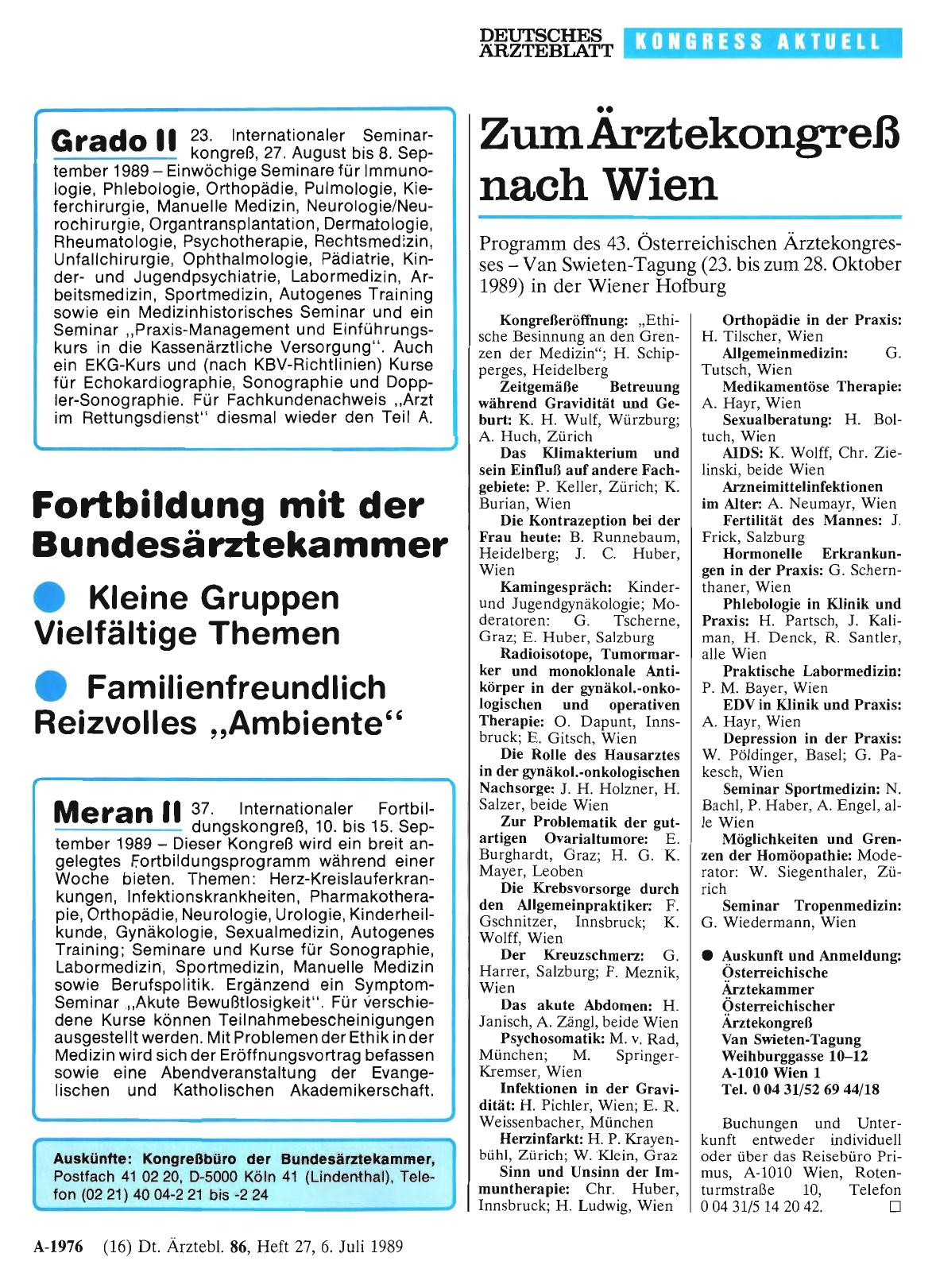 Vorschauseite 1: Zum Ärztekongreß nach Wien