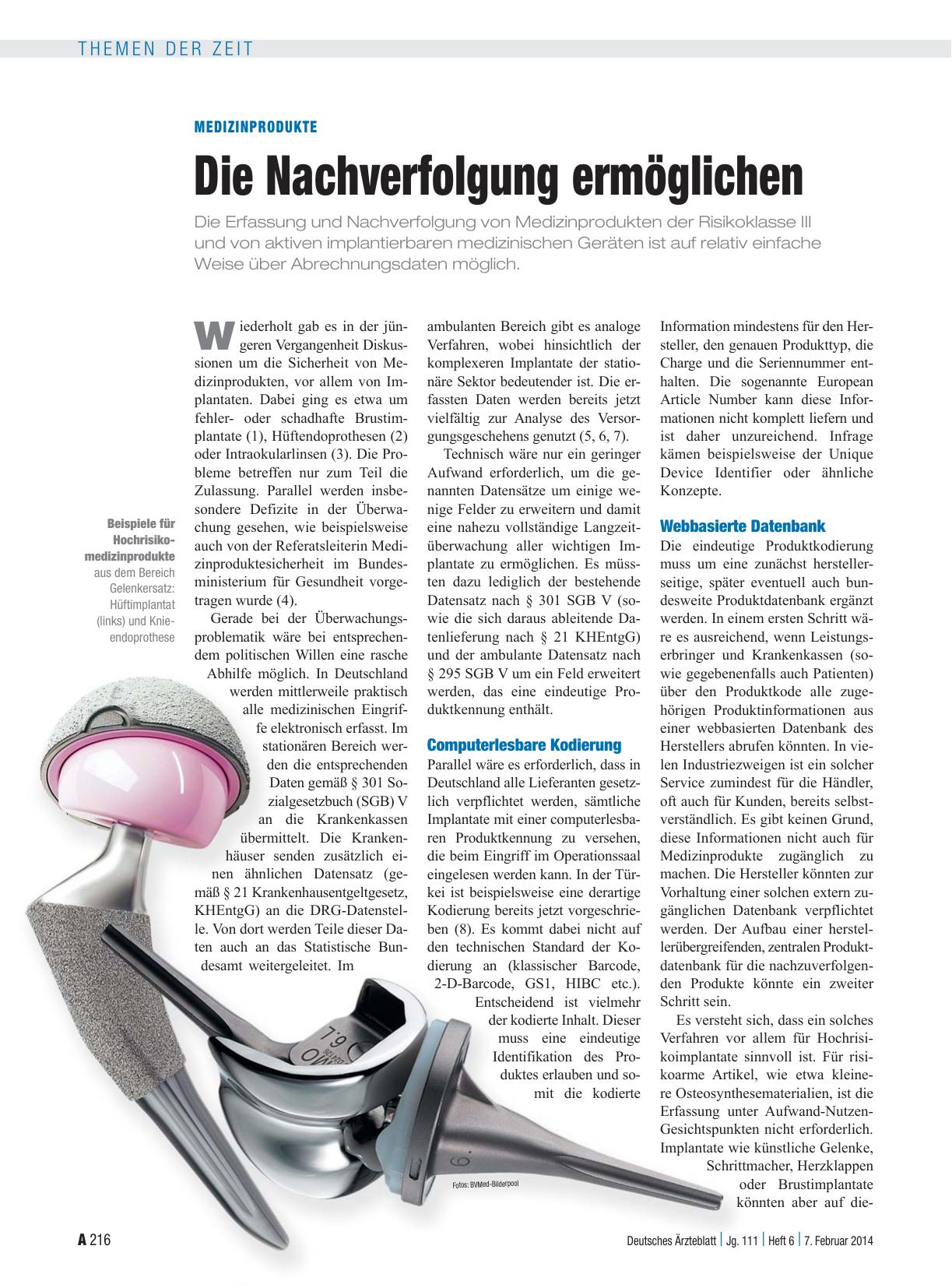 Vorschauseite 1: Medizinprodukte: Die Nachverfolgung ermöglichen