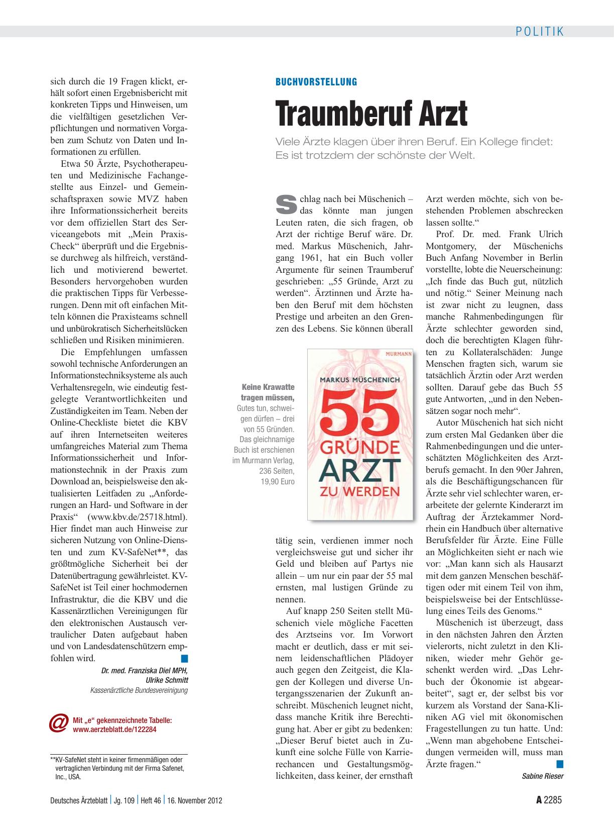 Vorschauseite 1: Buchvorstellung: Traumberuf Arzt