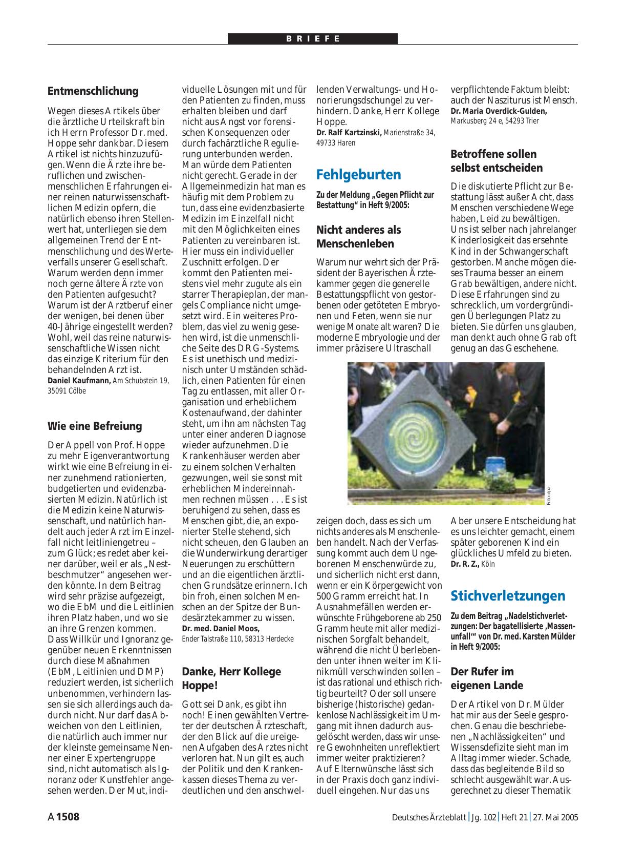 Vorschauseite 1: Fehlgeburten: Nicht anderes als Menschenleben