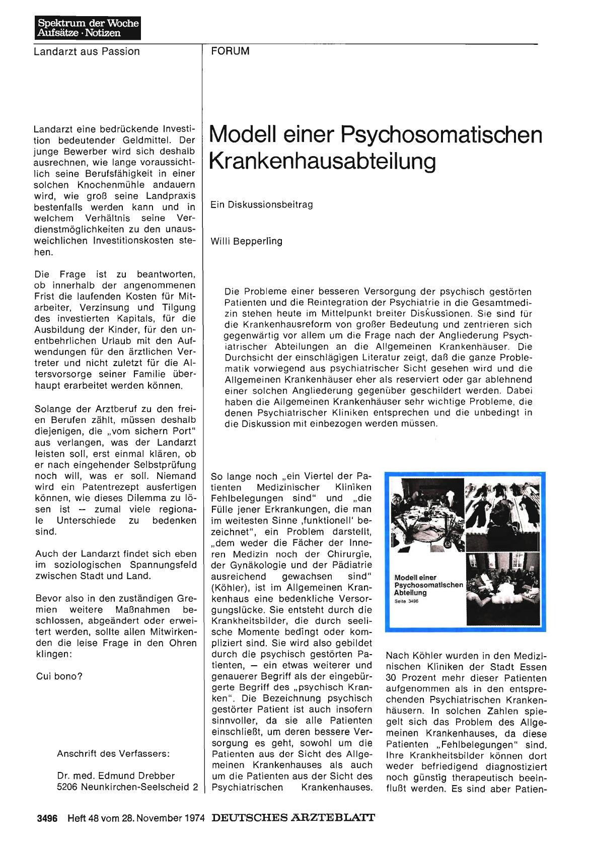 Vorschauseite 1: Modell einer Psychosomatischen Krankenhausabteilung