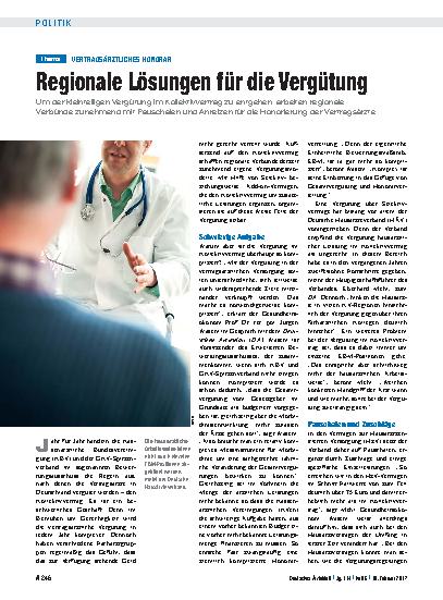 Vorschauseite 1: Vertragsärztliches Honorar: Regionale Lösungen für die Vergütung