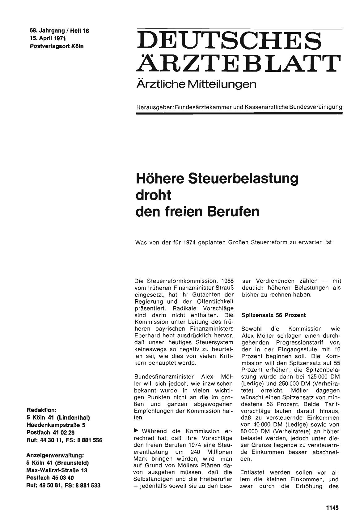 Vorschauseite 1: Höhere Steuerbelastung droht den freien Berufen