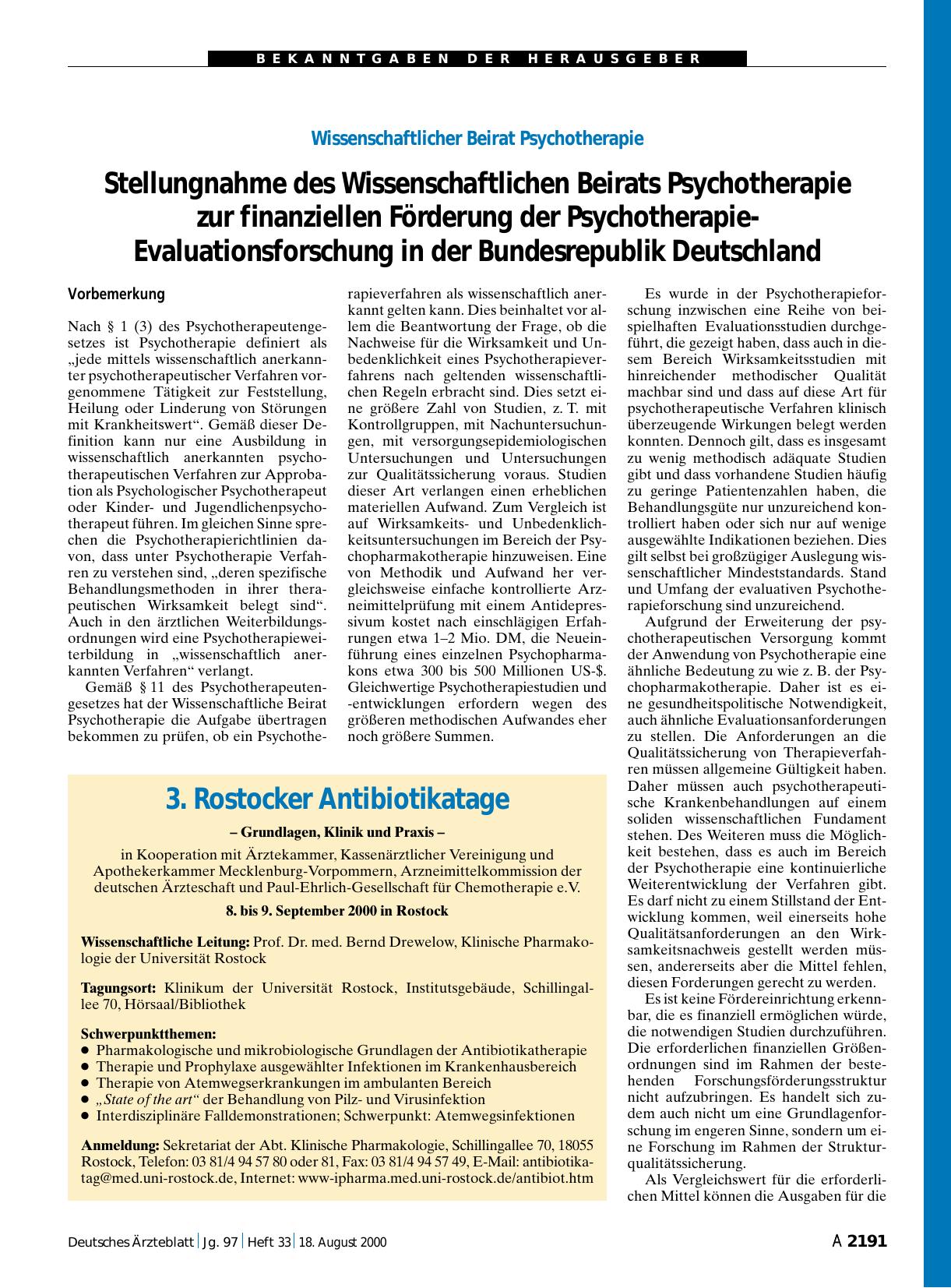 Vorschauseite 1: 3. Rostocker Antibiotikatage