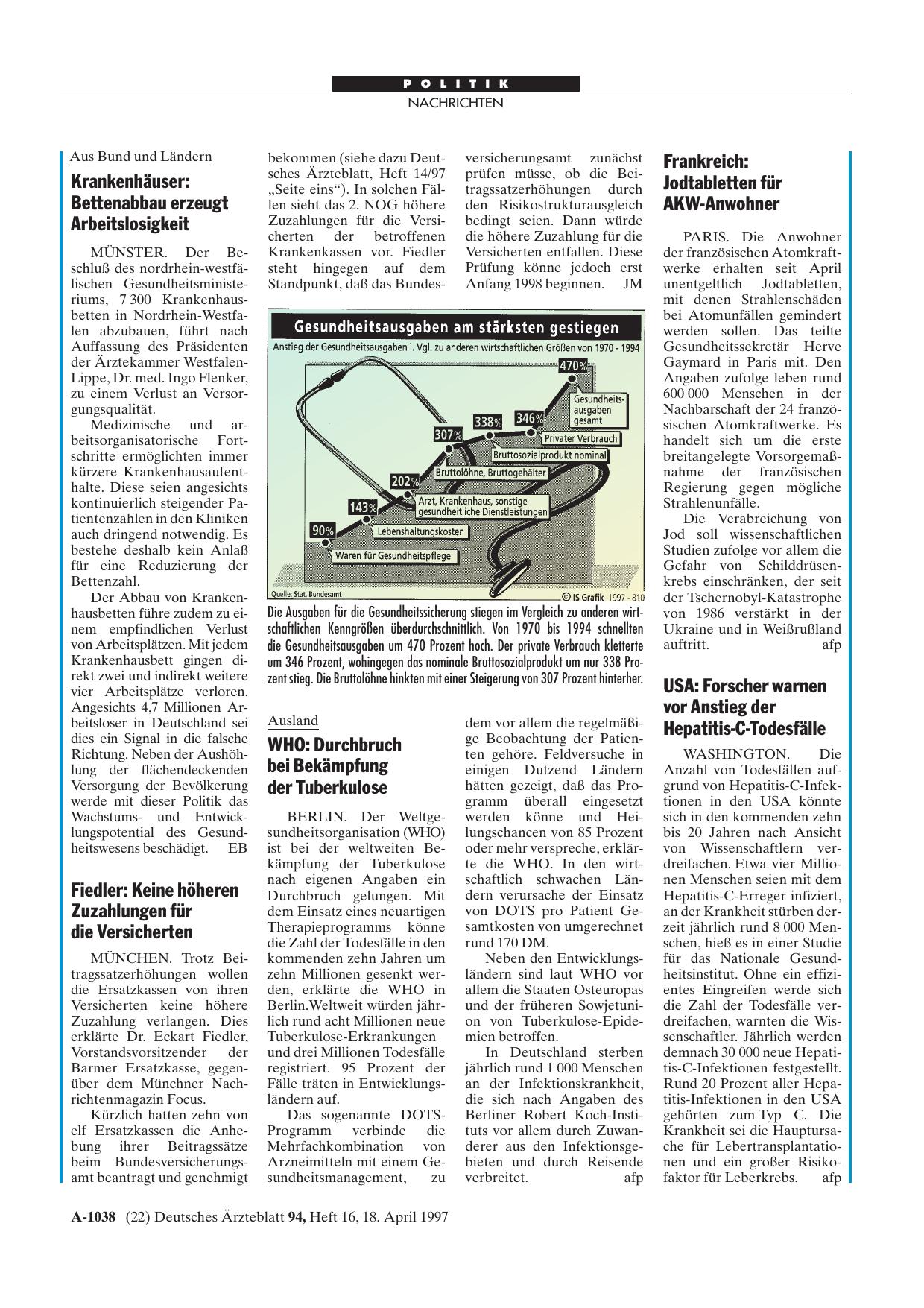 Vorschauseite 1: Gesundheitsausgaben am stärksten gestiegen