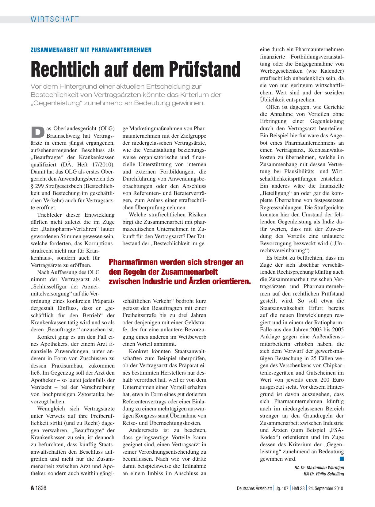 Vorschauseite 1: Zusammenarbeit mit Pharmaunternehmen: Rechtlich auf dem Prüfstand