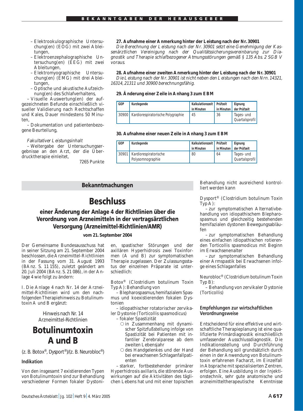 Vorschauseite 1: Bekanntmachungen: Beschluss einer Änderung der Anlage 4 der Richtlinien über die Verordnung von Arzneimitteln in der vertragsärztlichen Versorgung (Arzneimittel-Richtlinien/AMR) v…