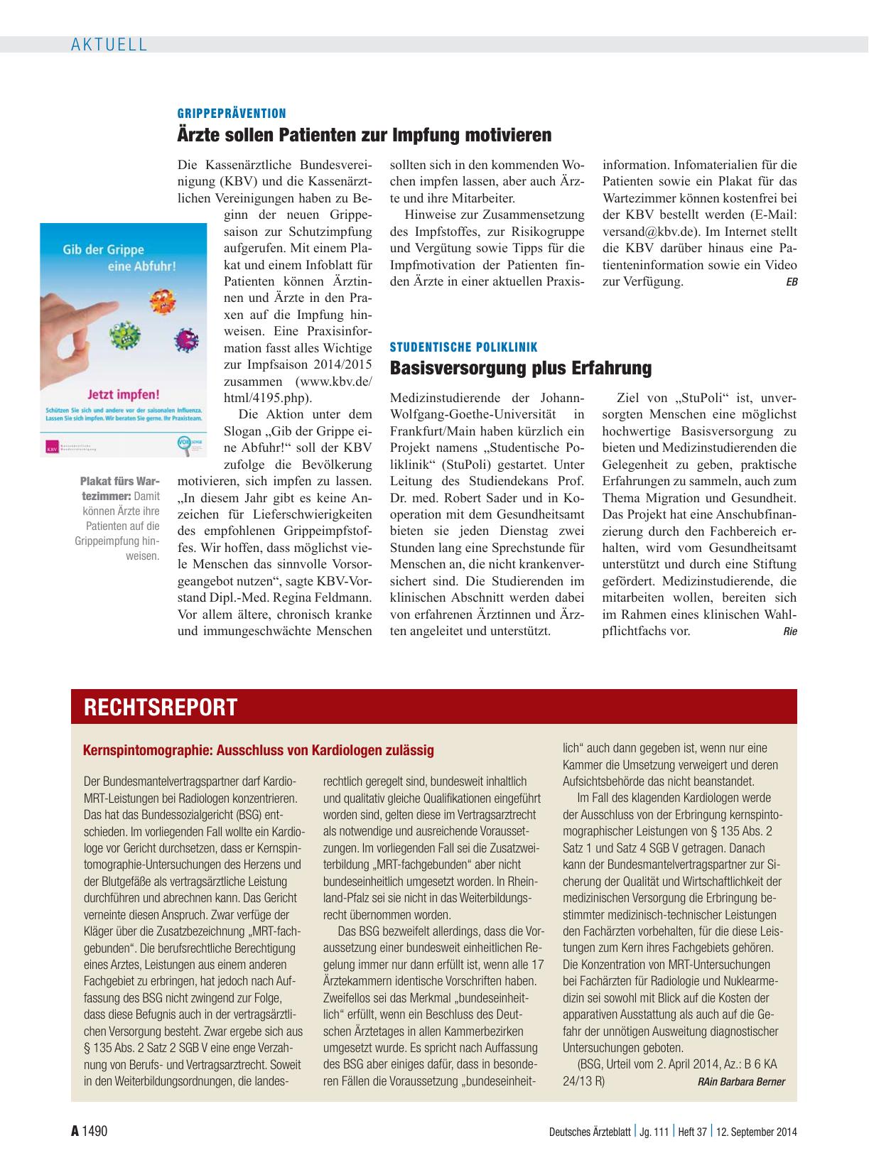 Vorschauseite 1: Grippeprävention: Ärzte sollen Patienten zur Impfung motivieren