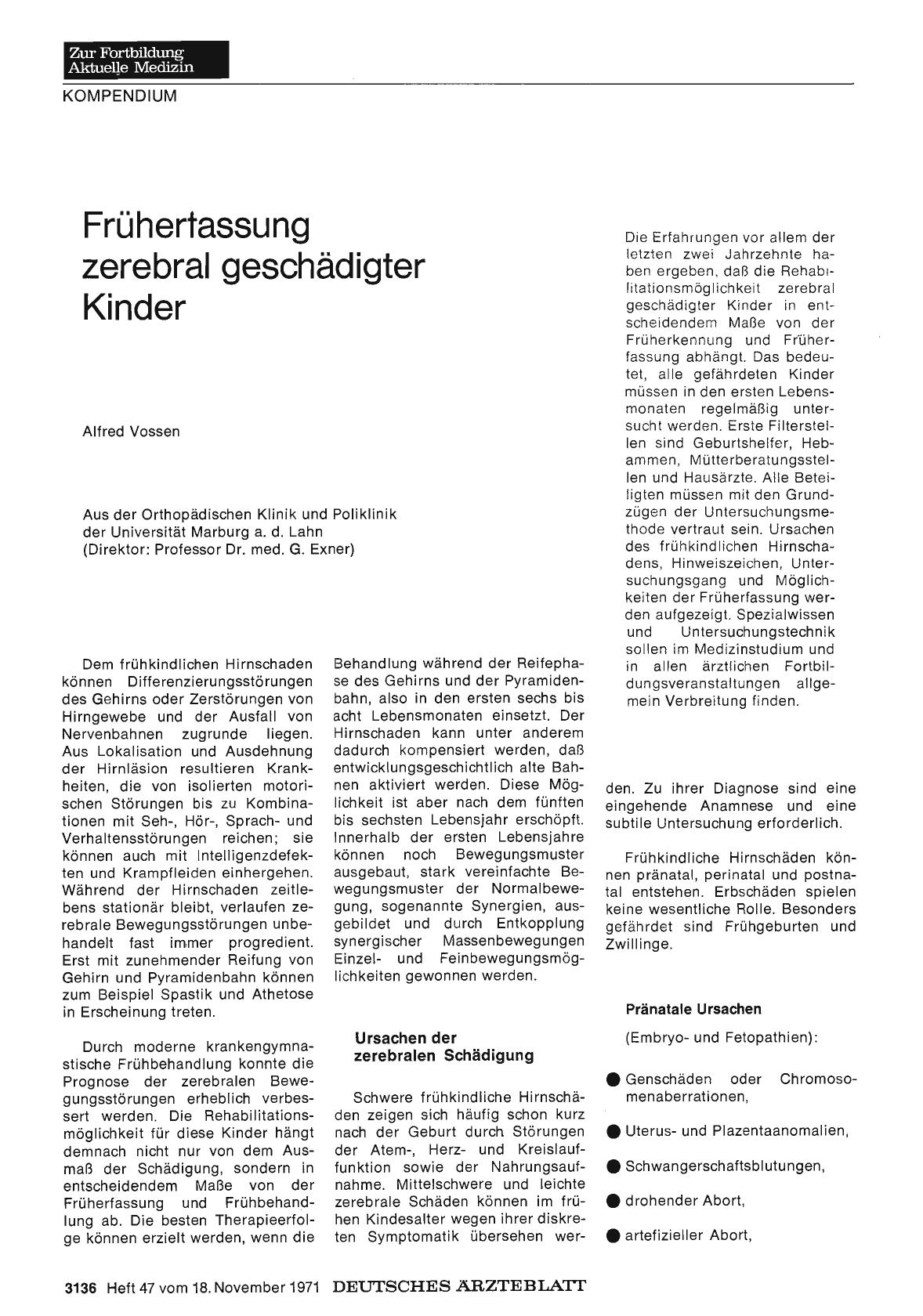 Vorschauseite 1: Früherfassung zerebral geschädigter Kinder