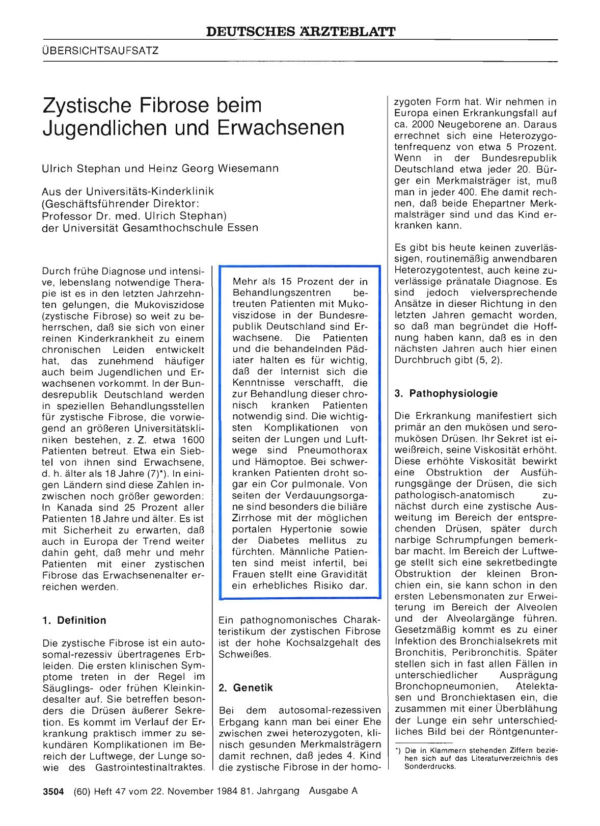 Vorschauseite 1: Zystische Fibrose beim Jugendlichen und Erwachsenen