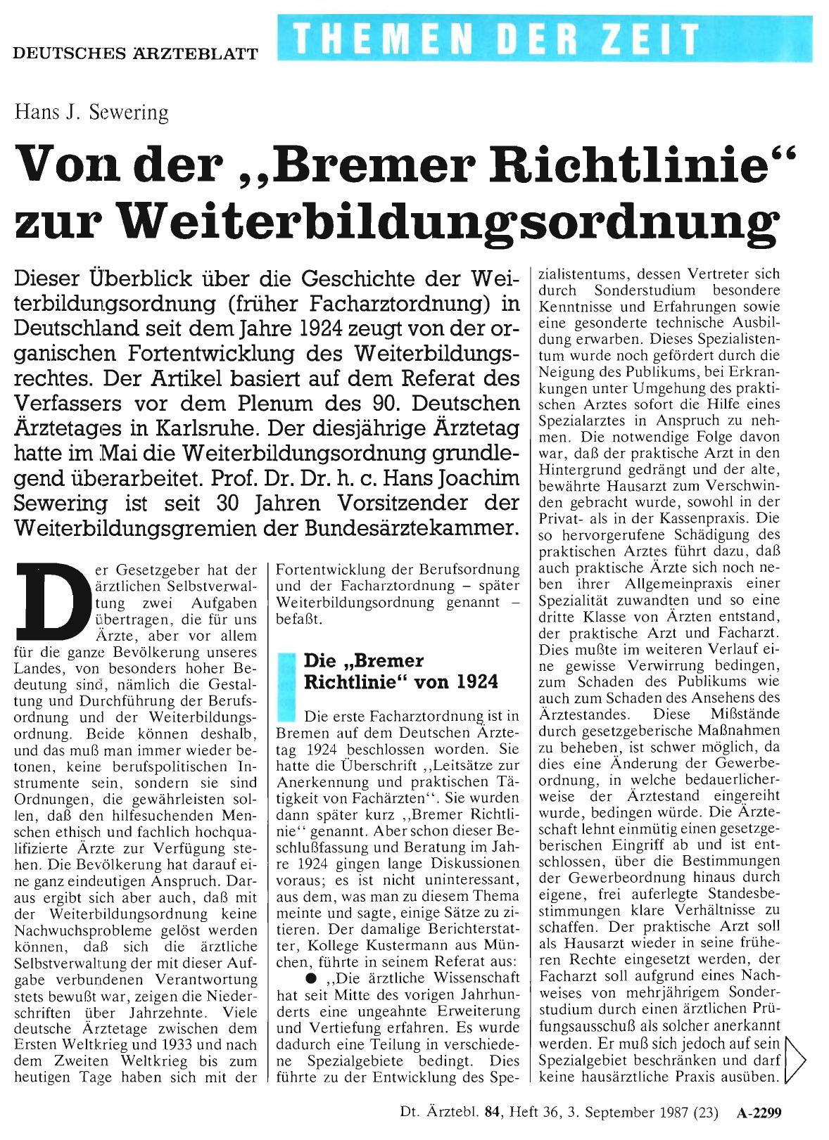 Vorschauseite 1: Von der„ Bremer Richtlinie” zur Weiterbildungsordnung