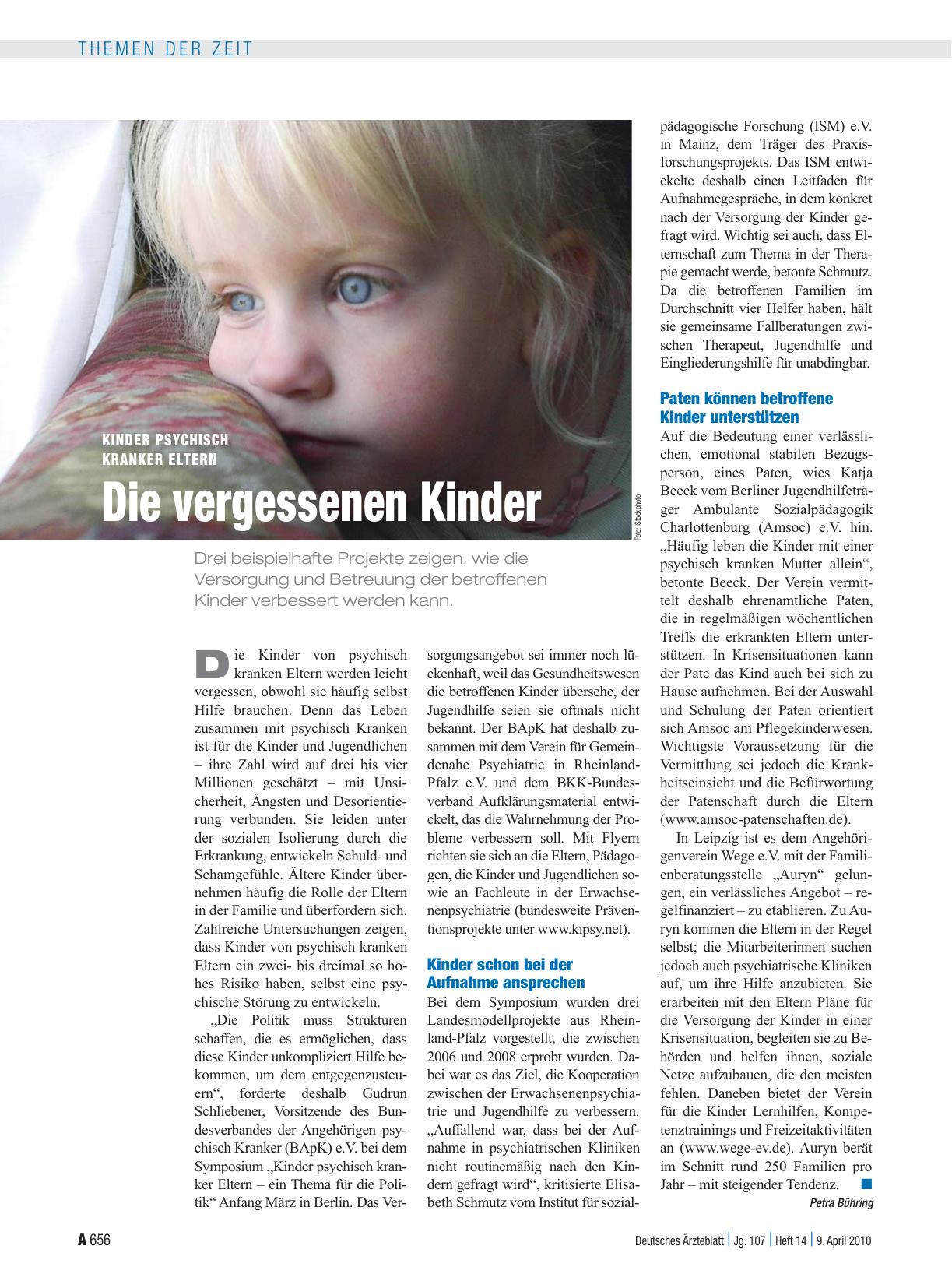 Vorschauseite 1: Kinder psychisch kranker Eltern: Die vergessenen Kinder