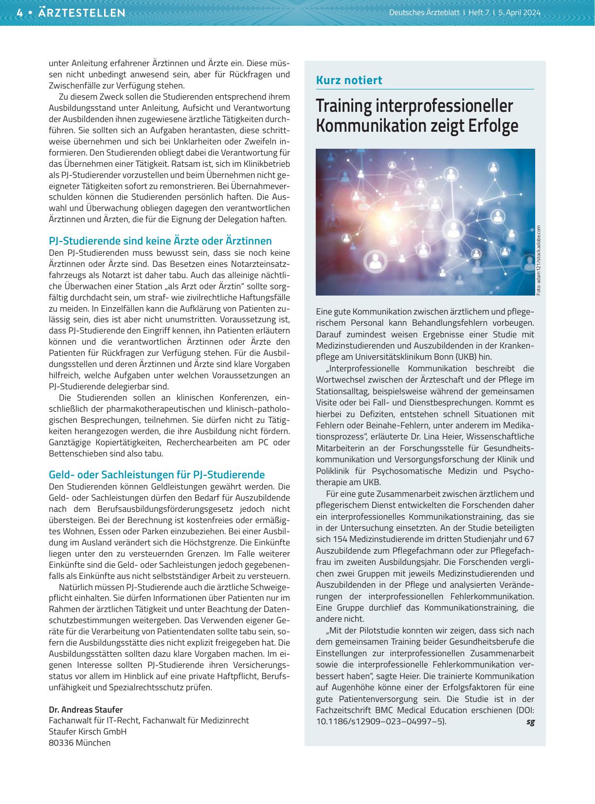 Vorschauseite 1: Training interprofessioneller Kommunikation zeigt Erfolge