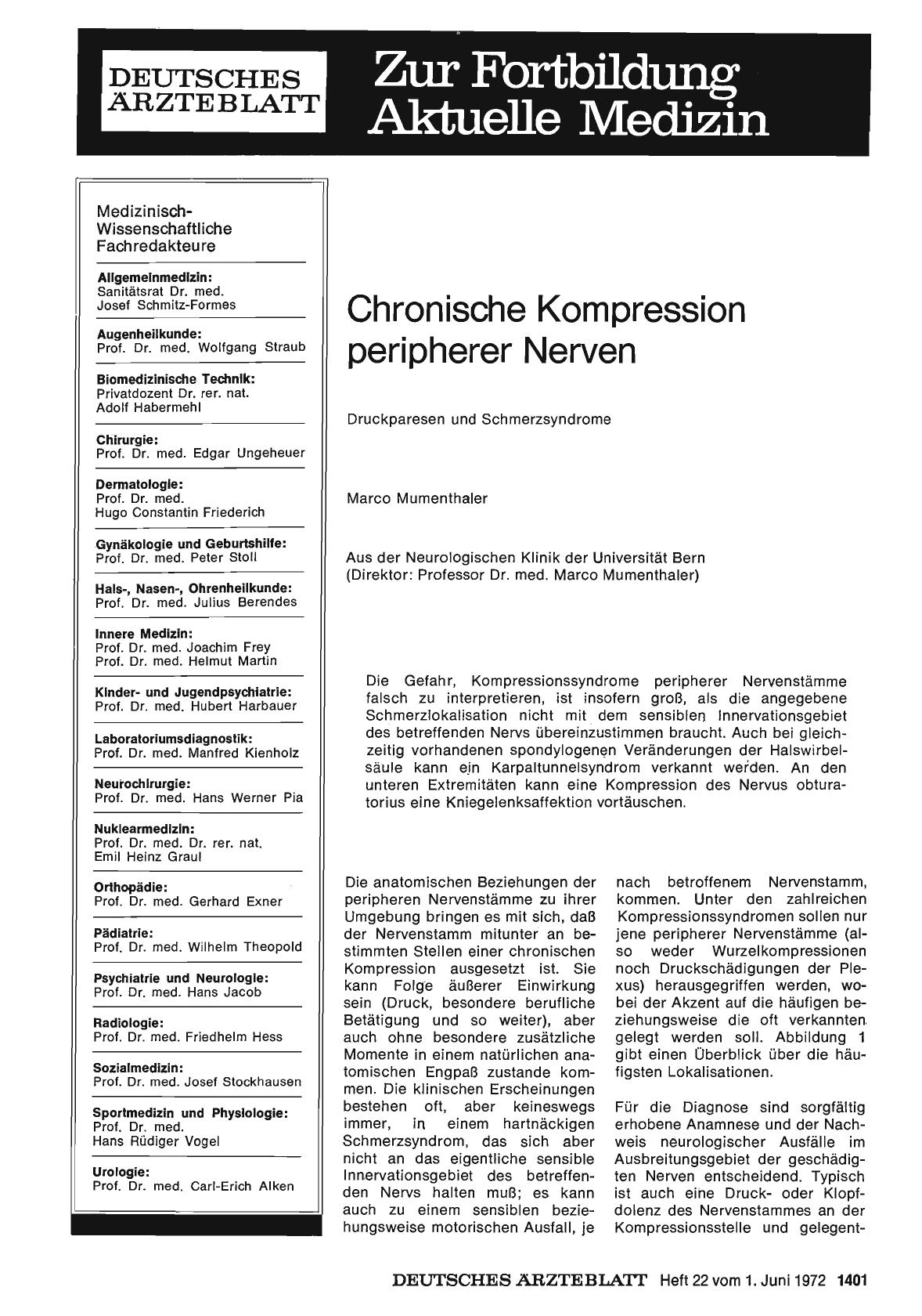 Vorschauseite 1: Chronische Kompression peripherer Nerven: Druckparesen und Schmerzsyndrome