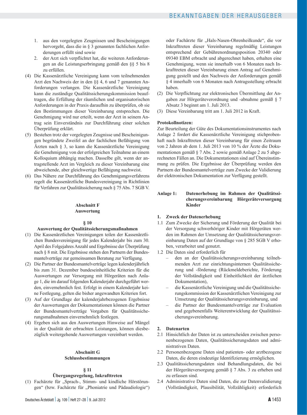Vorschauseite 4: Einführung einer Qualitätssicherungsvereinbarung Hörgeräteversorgung Kinder nach § 135 Abs. 2 SGB V / Vereinbarung von Qualitätssicherungsmaßnahmen nach § 135 Abs. 2 SGB V zur Hör…