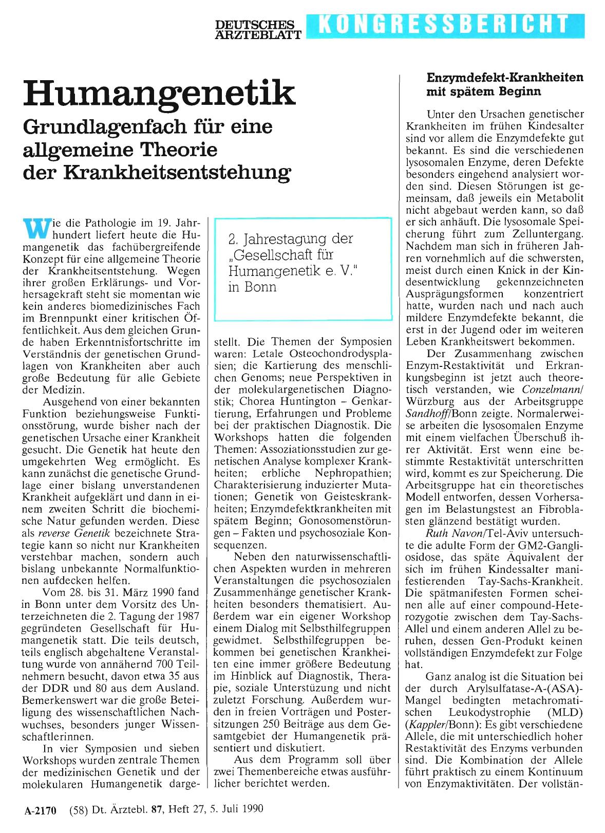 Vorschauseite 1: Humangenetik: Grundlagenfach für eine allgemeine Theorie der Krankheitsentstehung