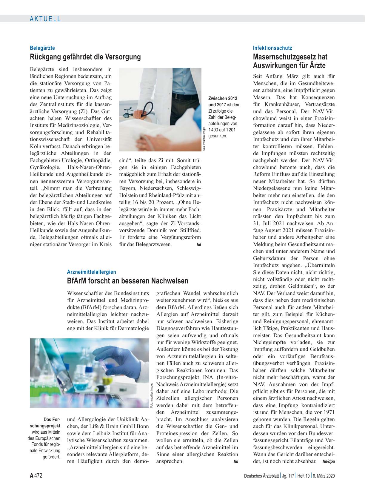 Vorschauseite 1: Arzneimittelallergien: BfArM forscht an besseren Nachweisen