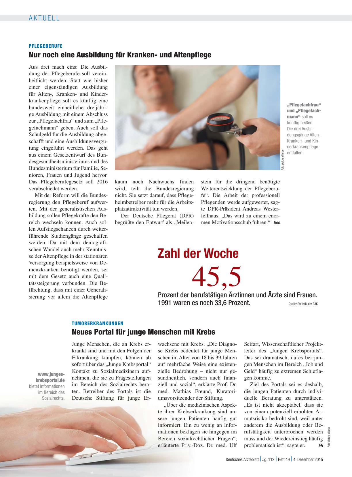 Vorschauseite 1: Tumorerkrankungen: Neues Portal für junge Menschen mit Krebs