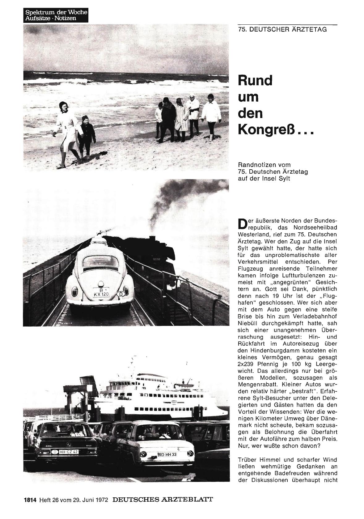 Vorschauseite 1: Rund um den Kongreß. .. Randnotizen vom 75. Deutschen Ärztetag auf der Insel Sylt