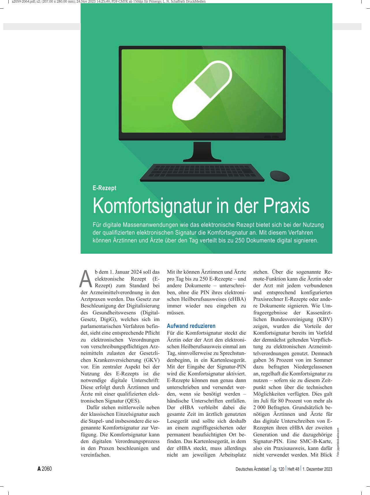 Vorschauseite 1: E-Rezept: Komfortsignatur in der Praxis