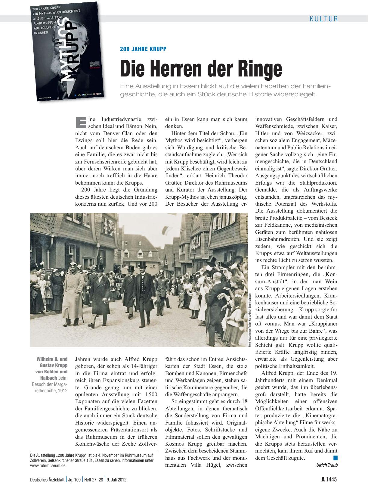 Vorschauseite 1: 200 Jahre Krupp: Die Herren der Ringe