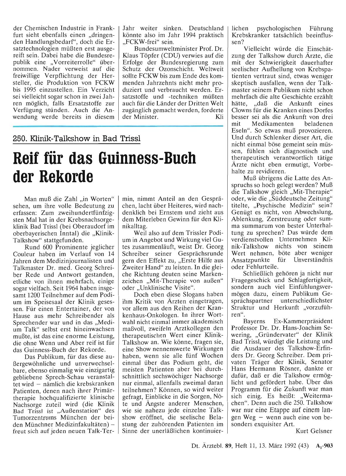 Vorschauseite 1: 250. Klinik-Talkshow in Bad Trissl: Reif für das Guinness-Buch der Rekorde