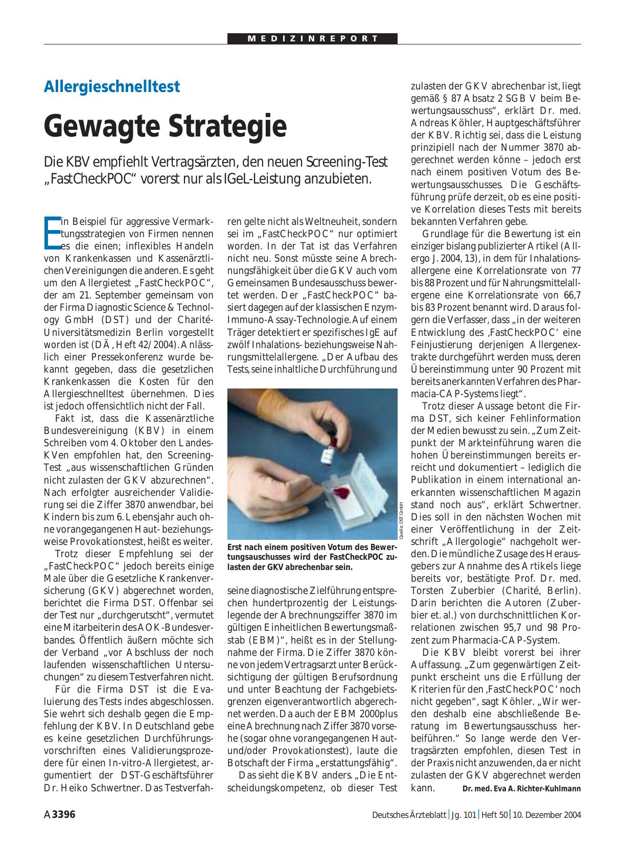 Vorschauseite 1: Allergieschnelltest: Gewagte Strategie