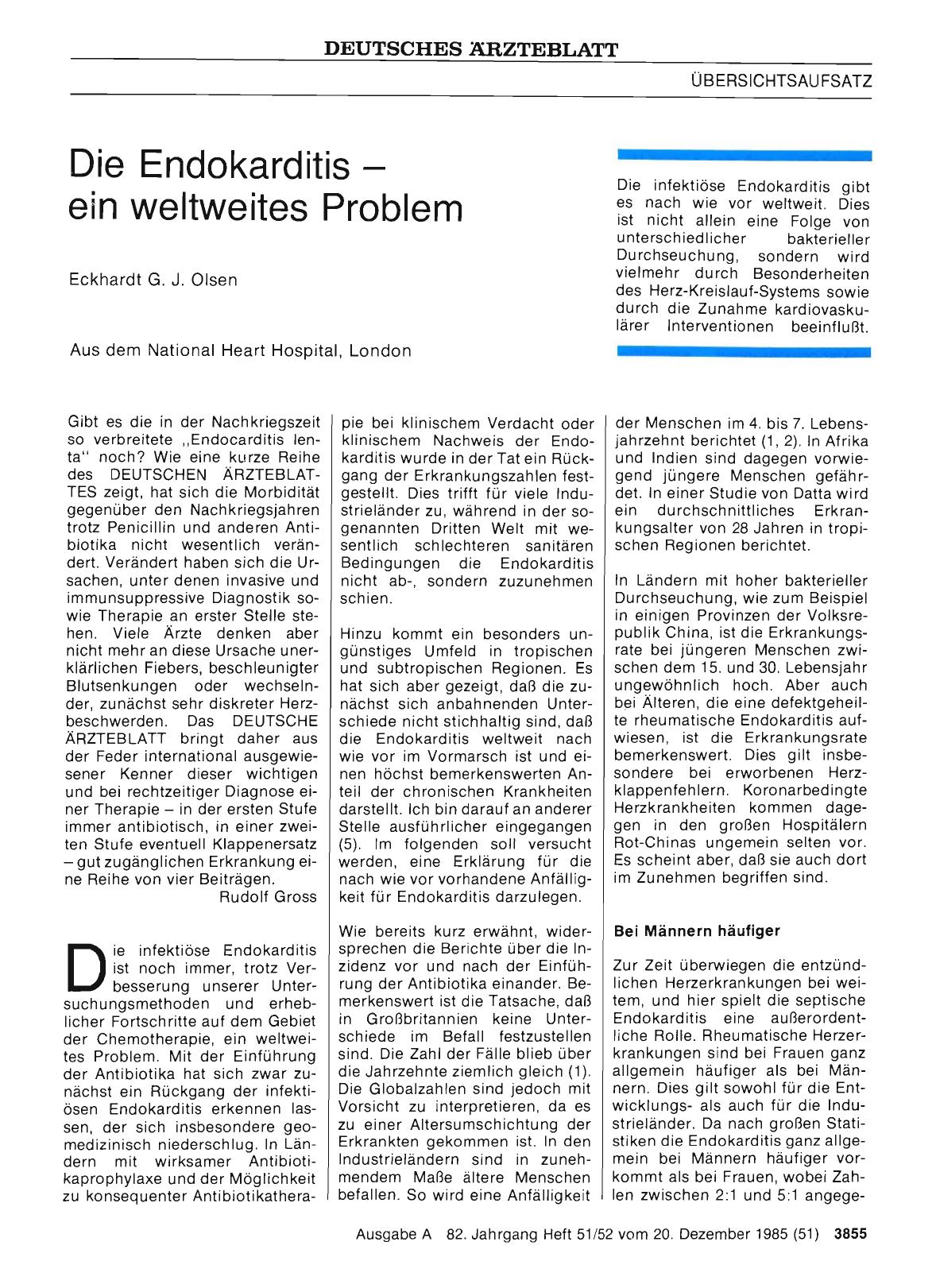 Vorschauseite 1: Die Endokarditis — ein weltweites Problem