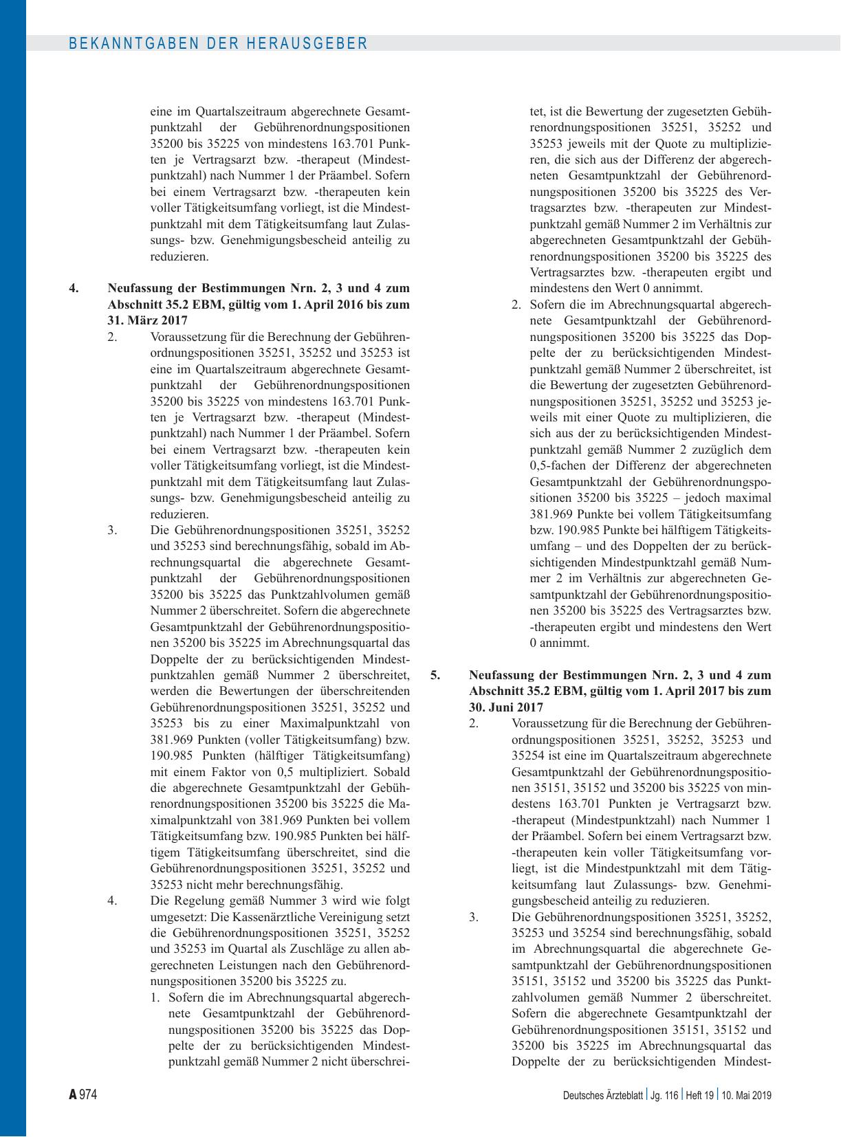Vorschauseite 4: Beschluss des Bewertungsausschusses nach § 87 Abs. 1 Satz 1 SGB V in seiner 436. Sitzung: Änderung des Einheitlichen Bewertungsmaßstabes, Teil A, Teil B, Teil C