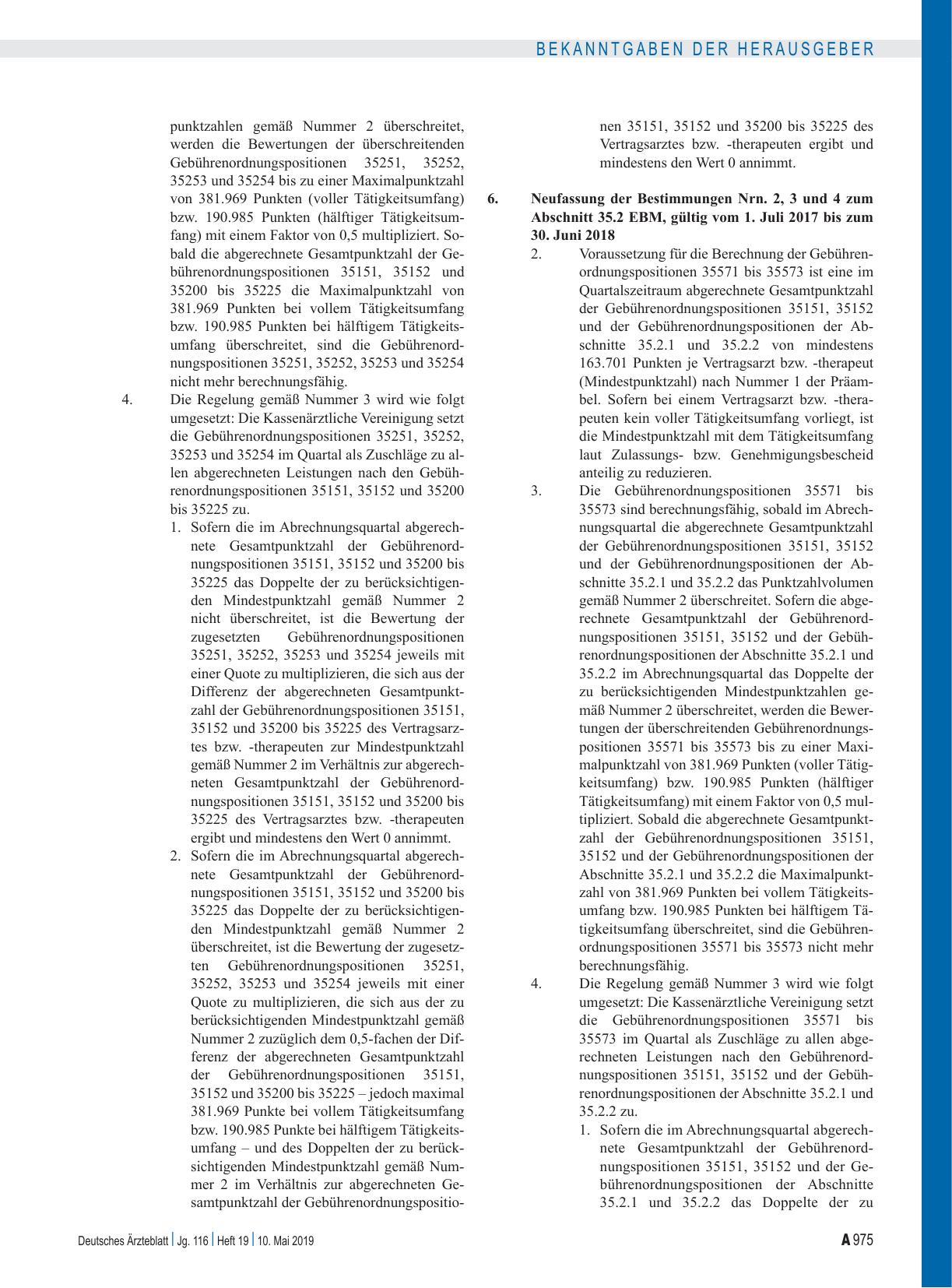 Vorschauseite 5: Beschluss des Bewertungsausschusses nach § 87 Abs. 1 Satz 1 SGB V in seiner 436. Sitzung: Änderung des Einheitlichen Bewertungsmaßstabes, Teil A, Teil B, Teil C