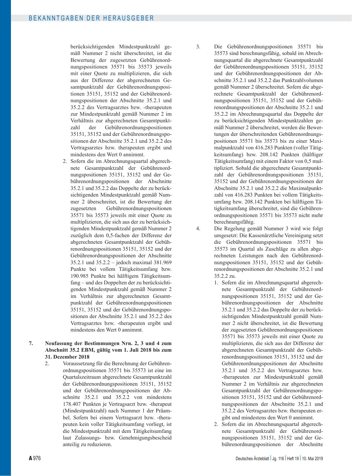 Vorschauseite 6: Beschluss des Bewertungsausschusses nach § 87 Abs. 1 Satz 1 SGB V in seiner 436. Sitzung: Änderung des Einheitlichen Bewertungsmaßstabes, Teil A, Teil B, Teil C