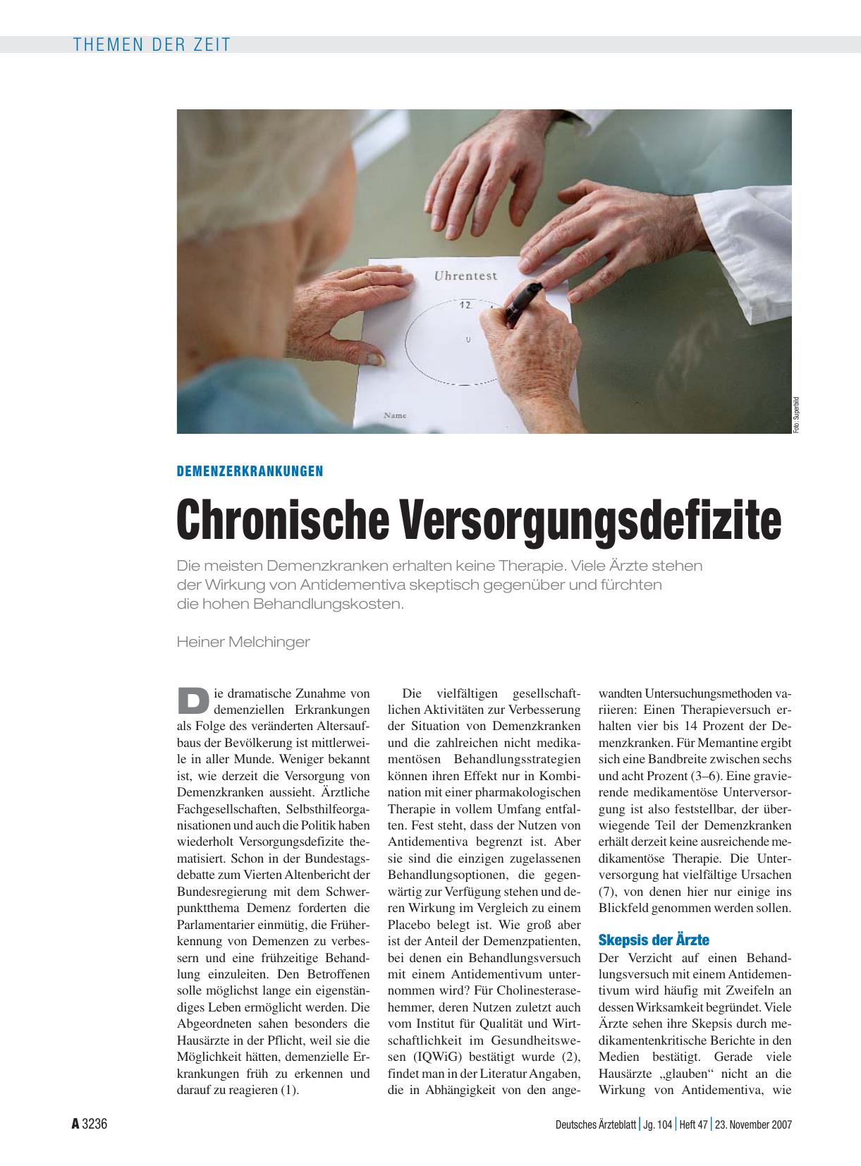 Vorschauseite 1: Demenzerkrankungen: Chronische Versorgungsdefizite