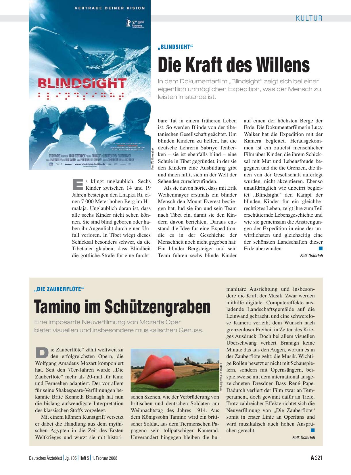 Vorschauseite 1: „Blindsight“: Die Kraft des Willens