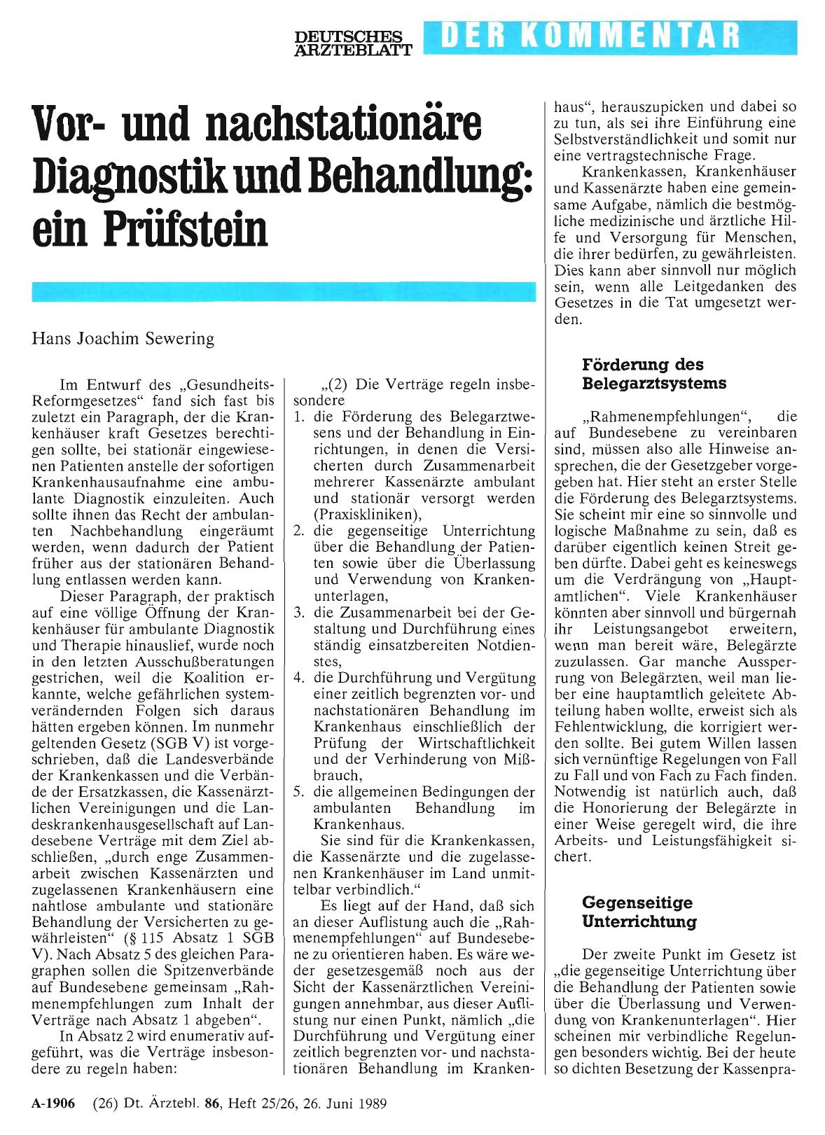Vorschauseite 1: Vorund nachstationäre Diagnostik und Behandlung: ein Prüfstein