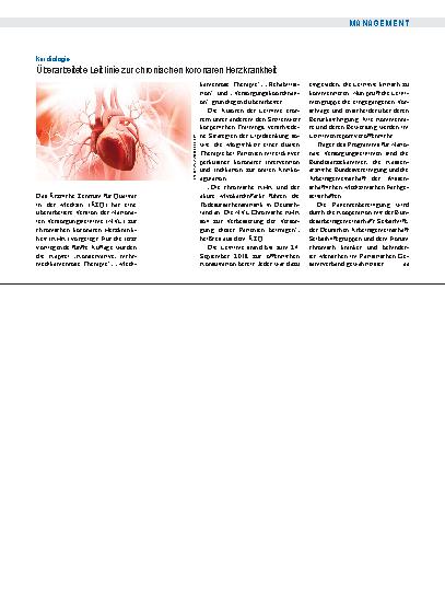 Vorschauseite 1: Kardiologie: Überarbeitete Leitlinie zur chronischen koronaren Herzkrankheit