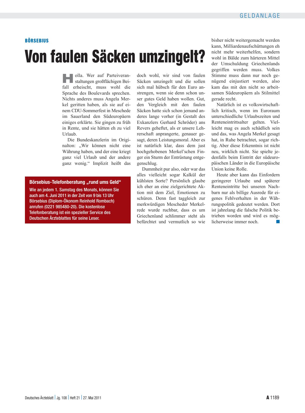 Vorschauseite 1: Börsebius: Von faulen Säcken umzingelt?