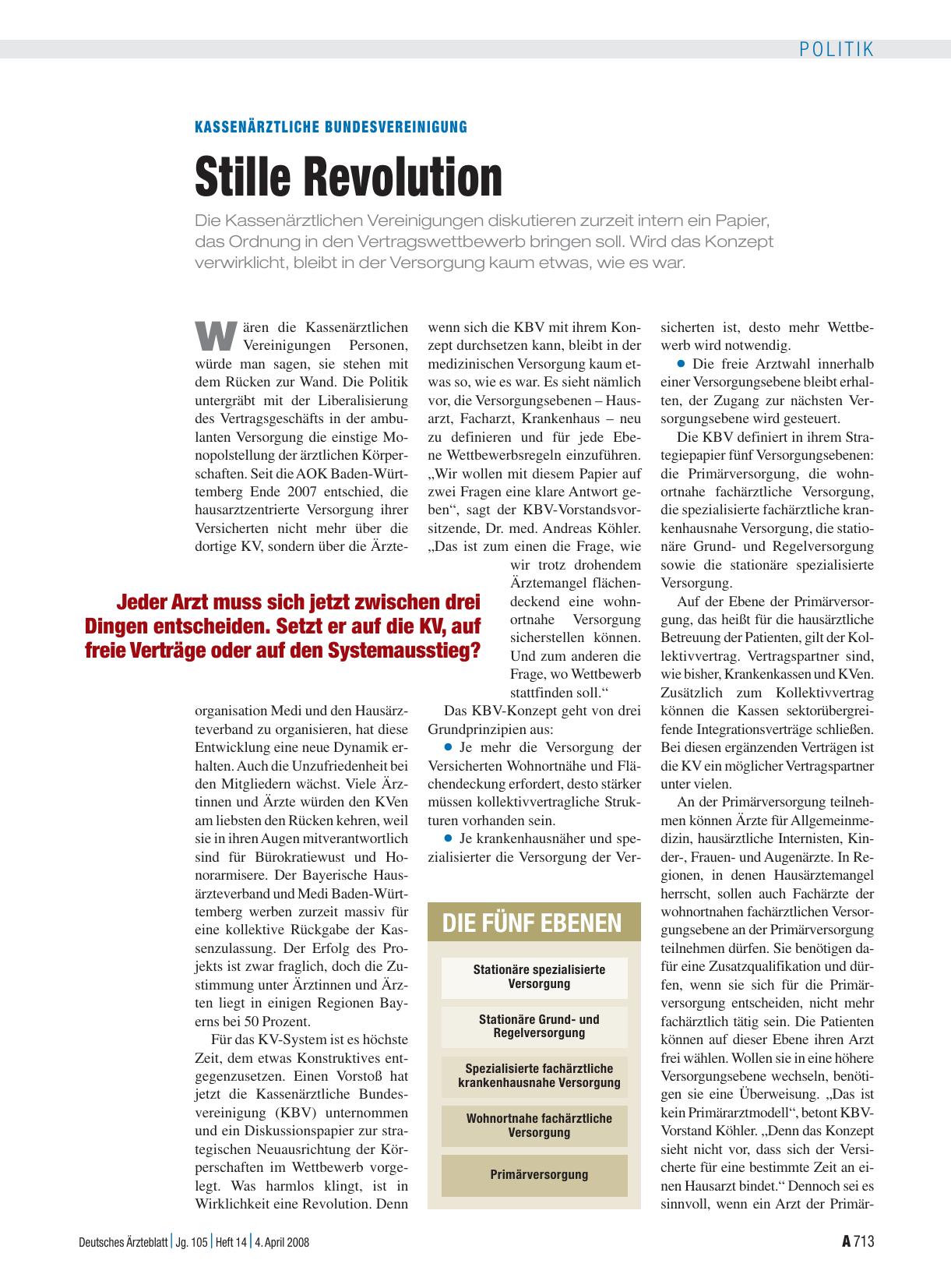 Vorschauseite 1: Kassenärztliche Bundesvereinigung: Stille Revolution