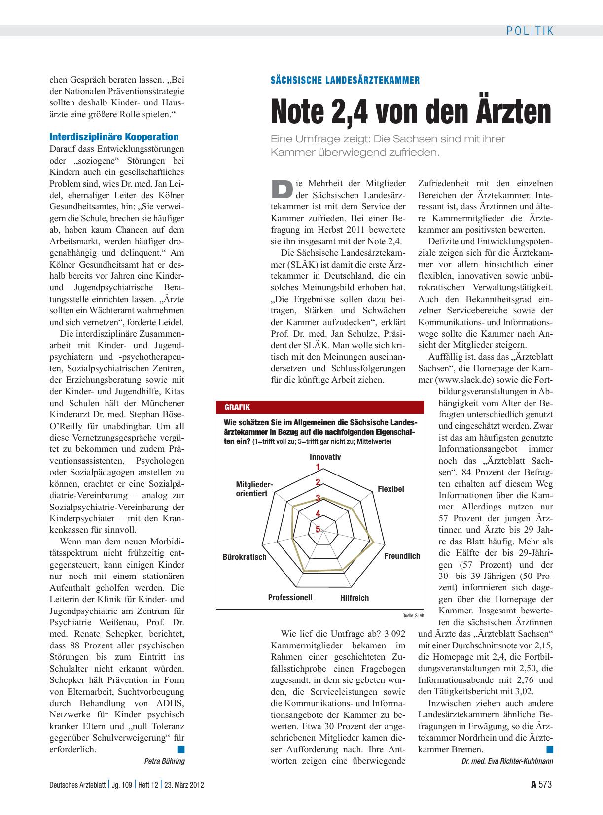 Vorschauseite 1: Sächsische Landesärztekammer: Note 2,4 von den Ärzten