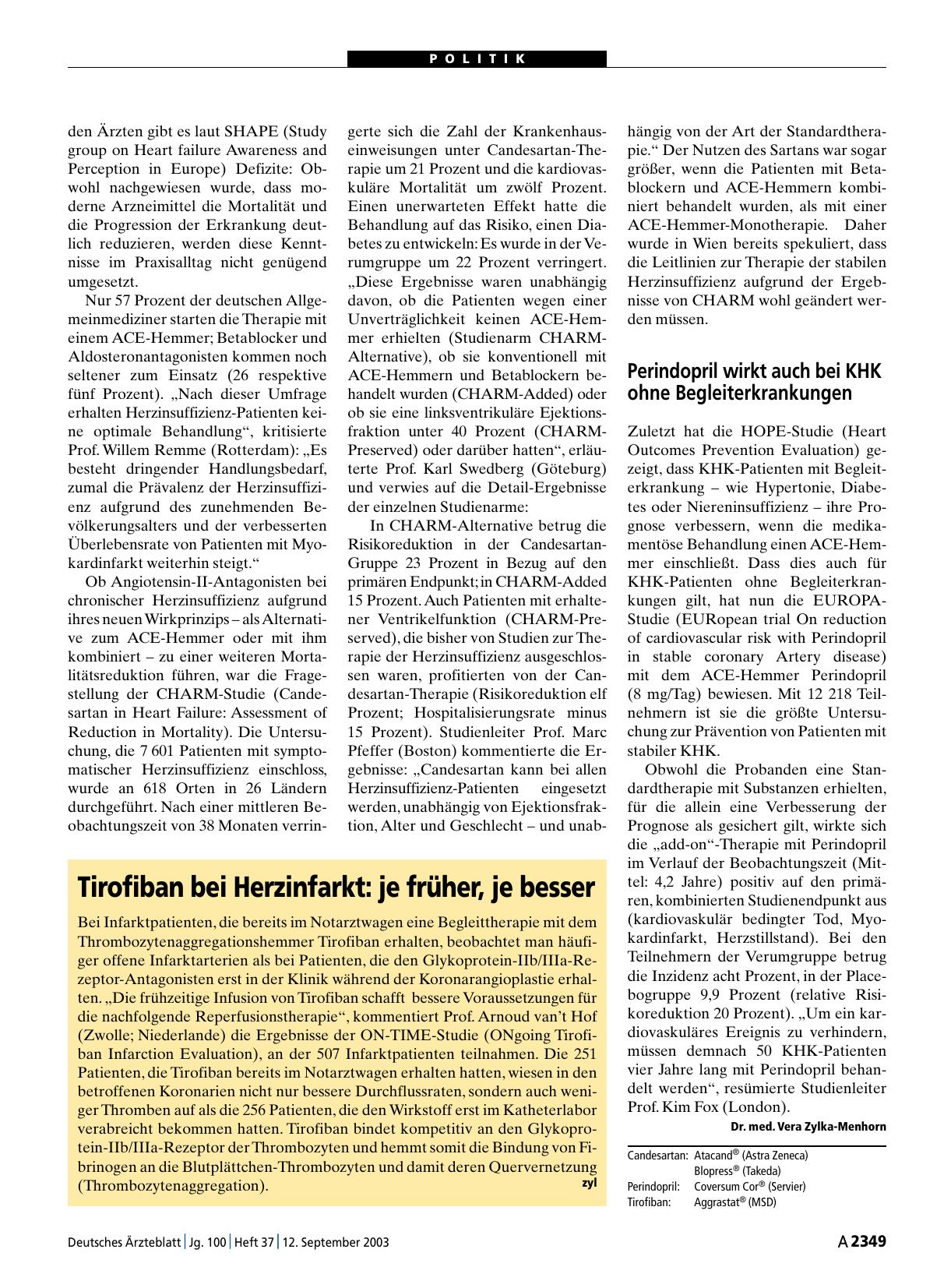 Vorschauseite 1: Tirofiban bei Herzinfarkt: je früher, je besser