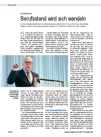 Vorschauseite 1: Hartmannbund: Berufsstand wird sich wandeln