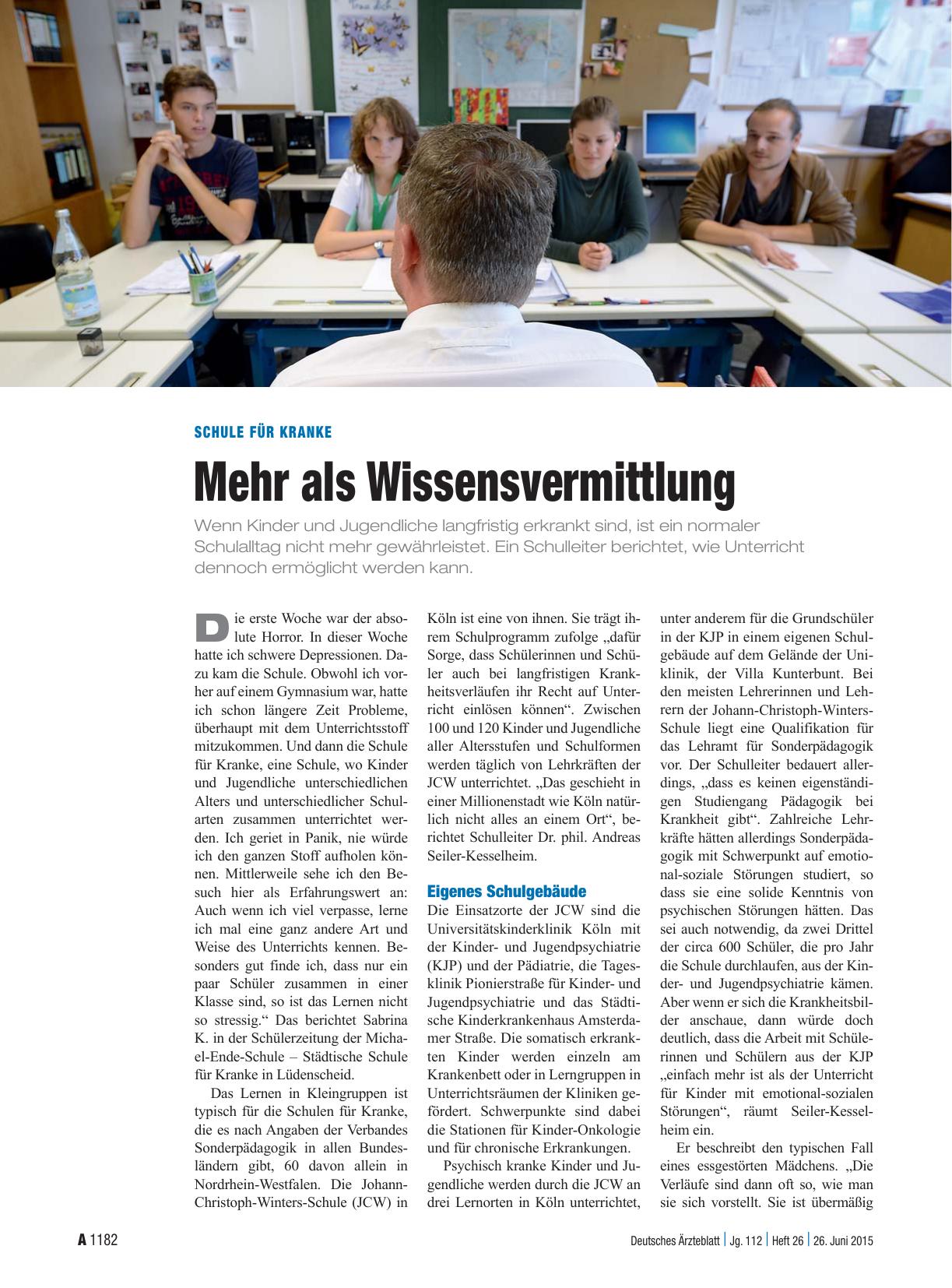 Vorschauseite 1: Schule für Kranke: Mehr als Wissensvermittlung