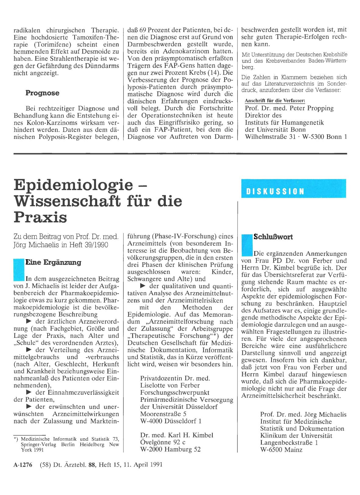 Vorschauseite 1: Epidentiologie – Wissenschaft für die Praxis: Schlußwort
