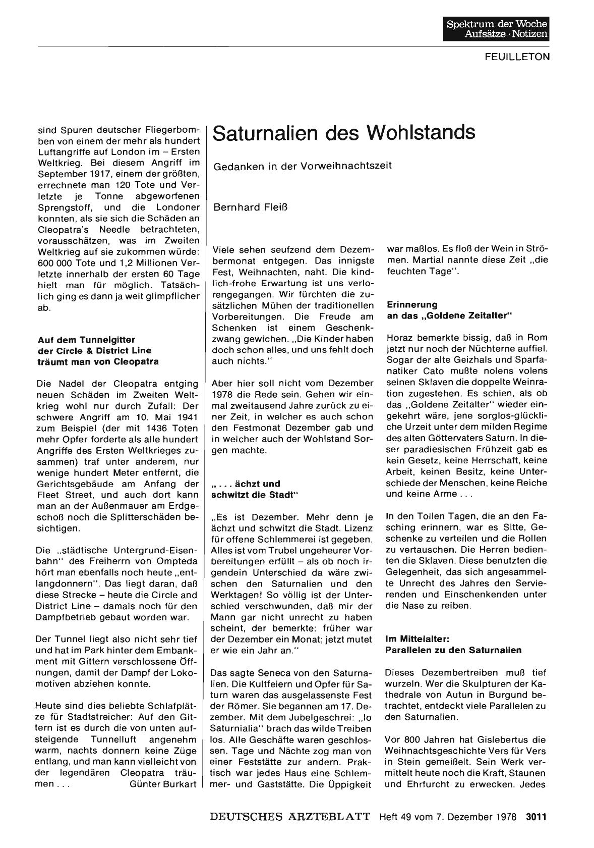Vorschauseite 1: Saturnalien des Wohlstands - Gedanken in der Vorweihnachtszeit