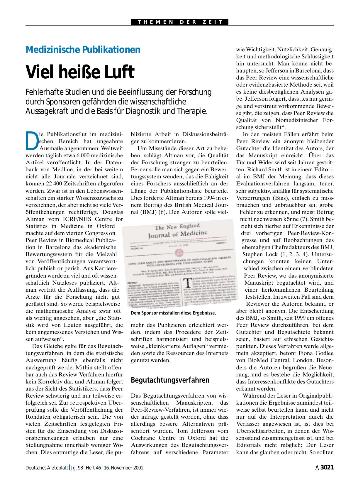 Vorschauseite 1: Medizinische Publikationen: Viel heiße Luft