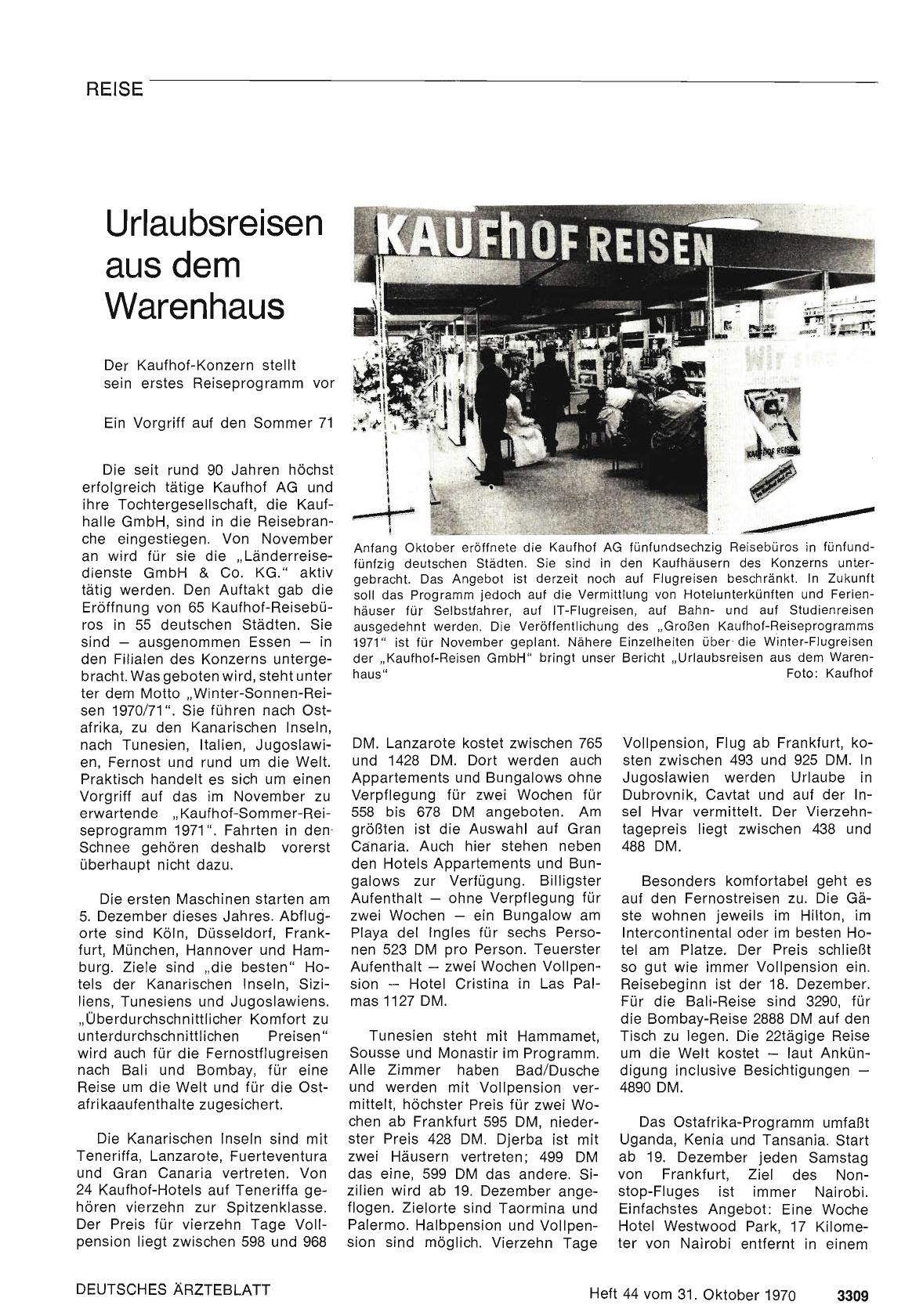 Vorschauseite 1: Urlaubsreisen aus dem Warenhaus