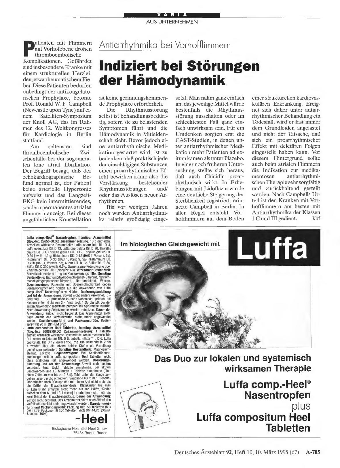 Vorschauseite 1: Antiarrhythmika bei Vorhofflimmern: Indiziert bei Störungen der Hämodynamik
