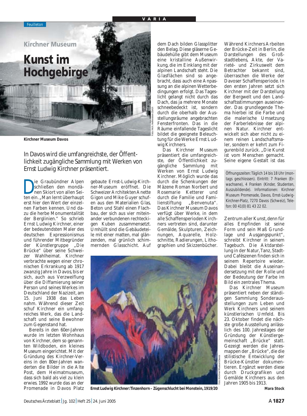 Vorschauseite 1: Kirchner Museum: Kunst im Hochgebirge