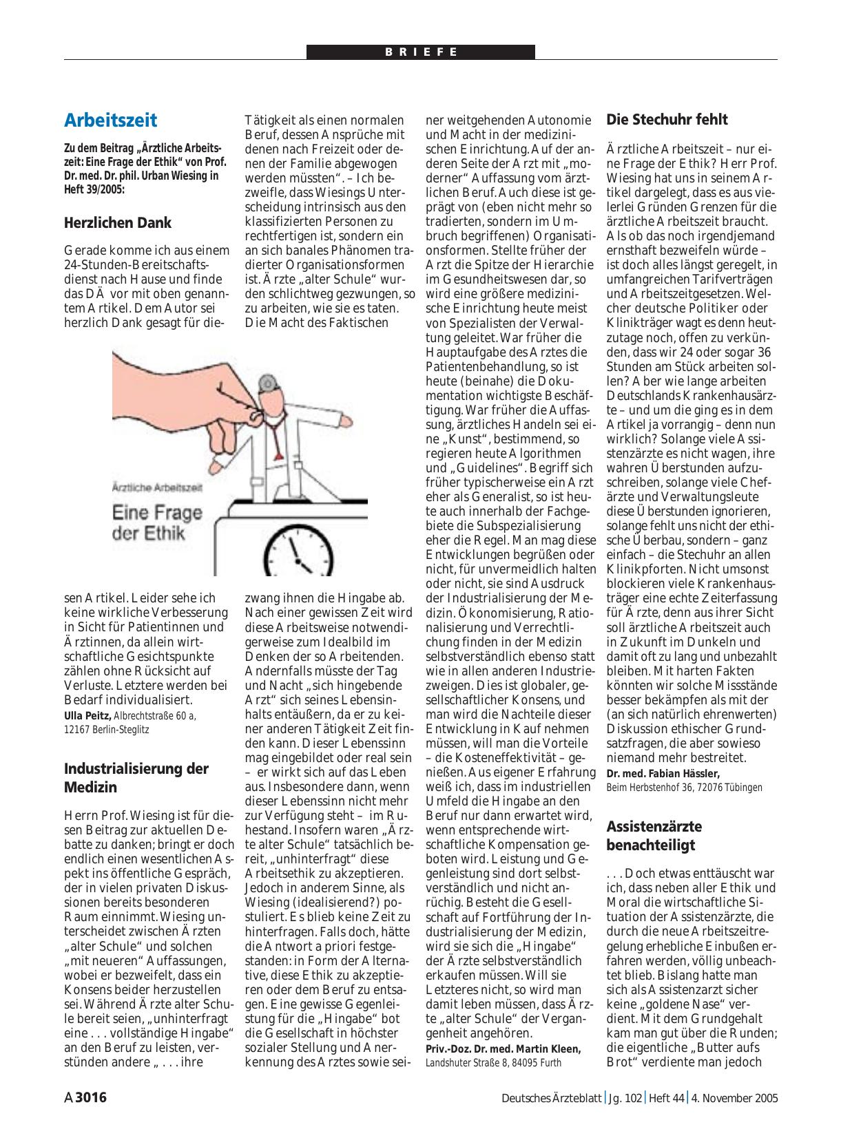 Vorschauseite 1: Arbeitszeit: Assistenzärzte benachteiligt