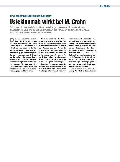 Vorschauseite 1: Chronisch-entzündliche Darmerkrankungen: Ustekinumab wirkt bei M. Crohn