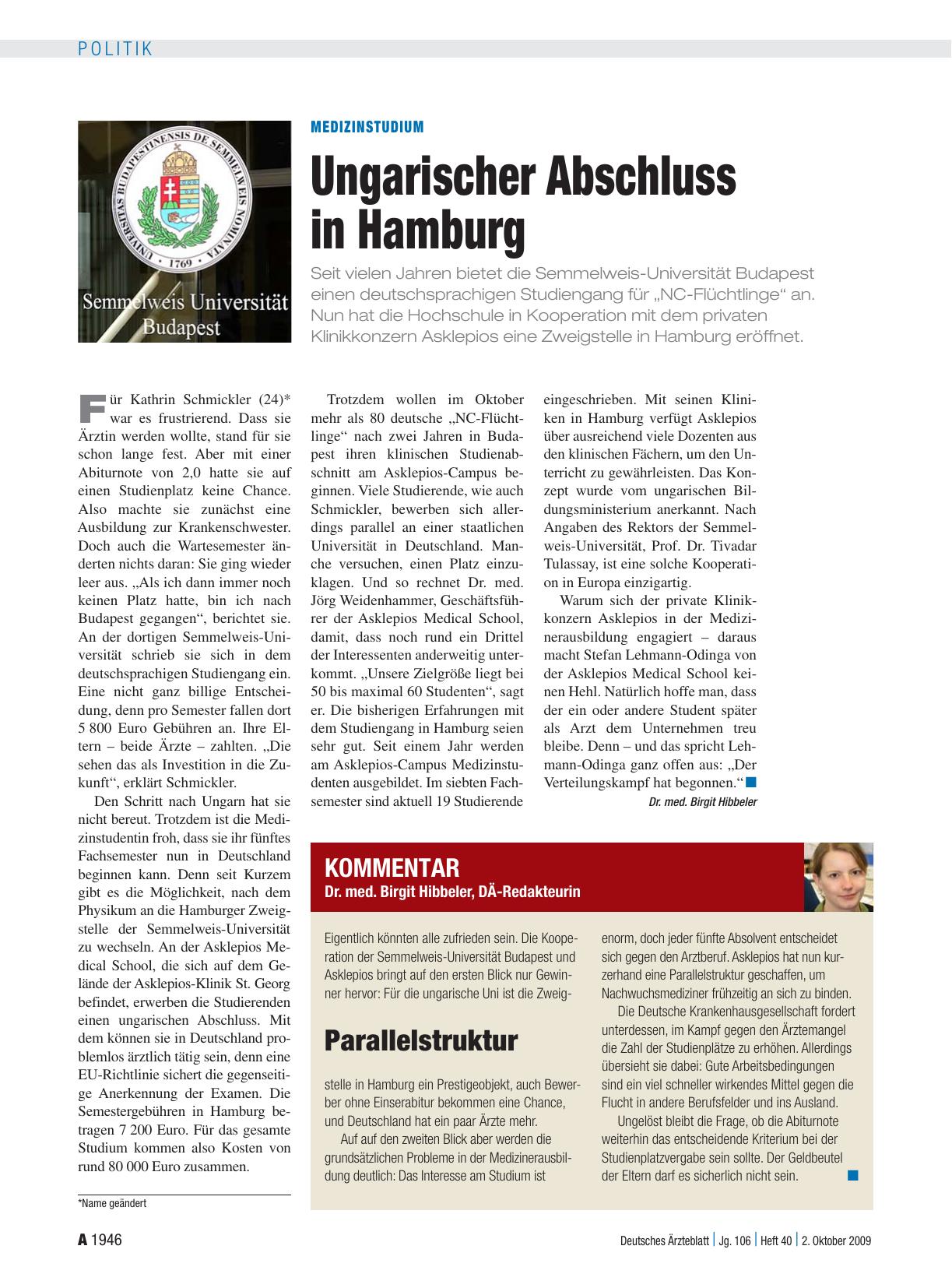 Vorschauseite 1: Medizinstudium: Ungarischer Abschluss in Hamburg